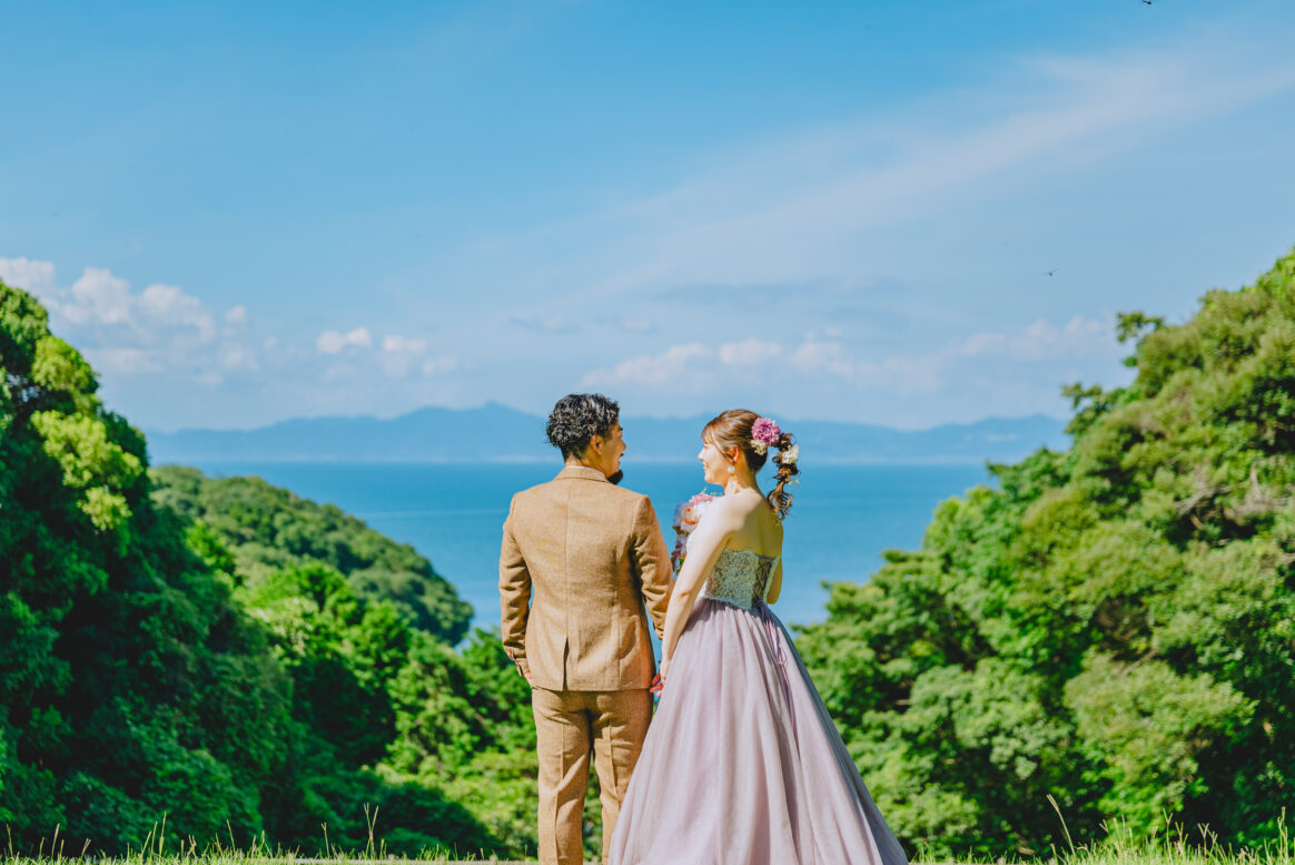 崎野自然公園〜柿泊海水浴場｜お客様レポート｜長崎でフォトウェディング・前撮りならウェディングセレクト！フォトウェディング