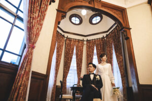 旧福岡県公会堂貴賓館｜フォトウェディング・前撮りに人気のロケーションスポット｜福岡・九州でフォトウェディング・前撮りならウェディングセレクト！フォトウェディング